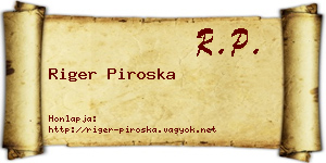Riger Piroska névjegykártya